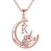imageHidepoo Unicorns Gifts  14K WhiteRose GoldGold Plated Crescent Moon Pendant Unicorn Necklaces Colorful CZ Initial Unicorn Necklace Jewelry Birthday Gifts Unicorn Gifts for WomenRose GoldK
