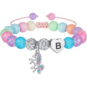 imageHidepoo Unicorn Birthday Gifts  Unicorn Bracelet Gifts for Girls Adjustable Beads and Rhinestone Balls Unicorn Bracelet Initial Unicorn Bracelets Jewelry Unicorn Bracelet Birthday Gifts for GirlsB