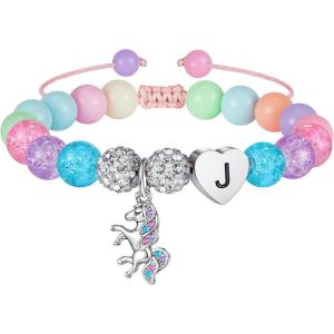 imageHidepoo Unicorn Birthday Gifts  Unicorn Bracelet Gifts for Girls Adjustable Beads and Rhinestone Balls Unicorn Bracelet Initial Unicorn Bracelets Jewelry Unicorn Bracelet Birthday Gifts for GirlsJ