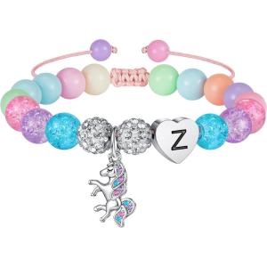 imageHidepoo Unicorn Birthday Gifts  Unicorn Bracelet Gifts for Girls Adjustable Beads and Rhinestone Balls Unicorn Bracelet Initial Unicorn Bracelets Jewelry Unicorn Bracelet Birthday Gifts for GirlsZ