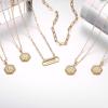 imageLayered Initial Necklaces for Women 14K Gold Plated Paperclip Chain Necklace for Women Beads Chain Hexagon Letter A Pendant Necklace Gold Initial Necklaces for Women Layering Necklace Jewelry