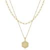 imageLayered Initial Necklaces for Women 14K Gold Plated Paperclip Chain Necklace for Women Beads Chain Hexagon Letter A Pendant Necklace Gold Initial Necklaces for Women Layering Necklace Jewelry