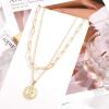 image:imageHidepoo Gold Layered Necklaces for Women 14K Gold Plated Dainty Coin Pendant Choker Necklace Herringbone Snake Necklace Paperclip Chain Layered Necklaces for Women Jewelry Gifts2 LayerLink ChainElizabeth Coin