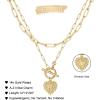 image:imageLayered Gold Initial Necklaces for Women 14K Gold Plated Paperclip Chain Necklace Heart Letter Pendant Toggle Clasp Choker Necklaces for Women Gold Layered Initial Necklaces for Women Jewelry