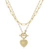 image:imageLayered Gold Initial Necklaces for Women 14K Gold Plated Paperclip Chain Necklace Heart Letter Pendant Toggle Clasp Choker Necklaces for Women Gold Layered Initial Necklaces for Women Jewelry